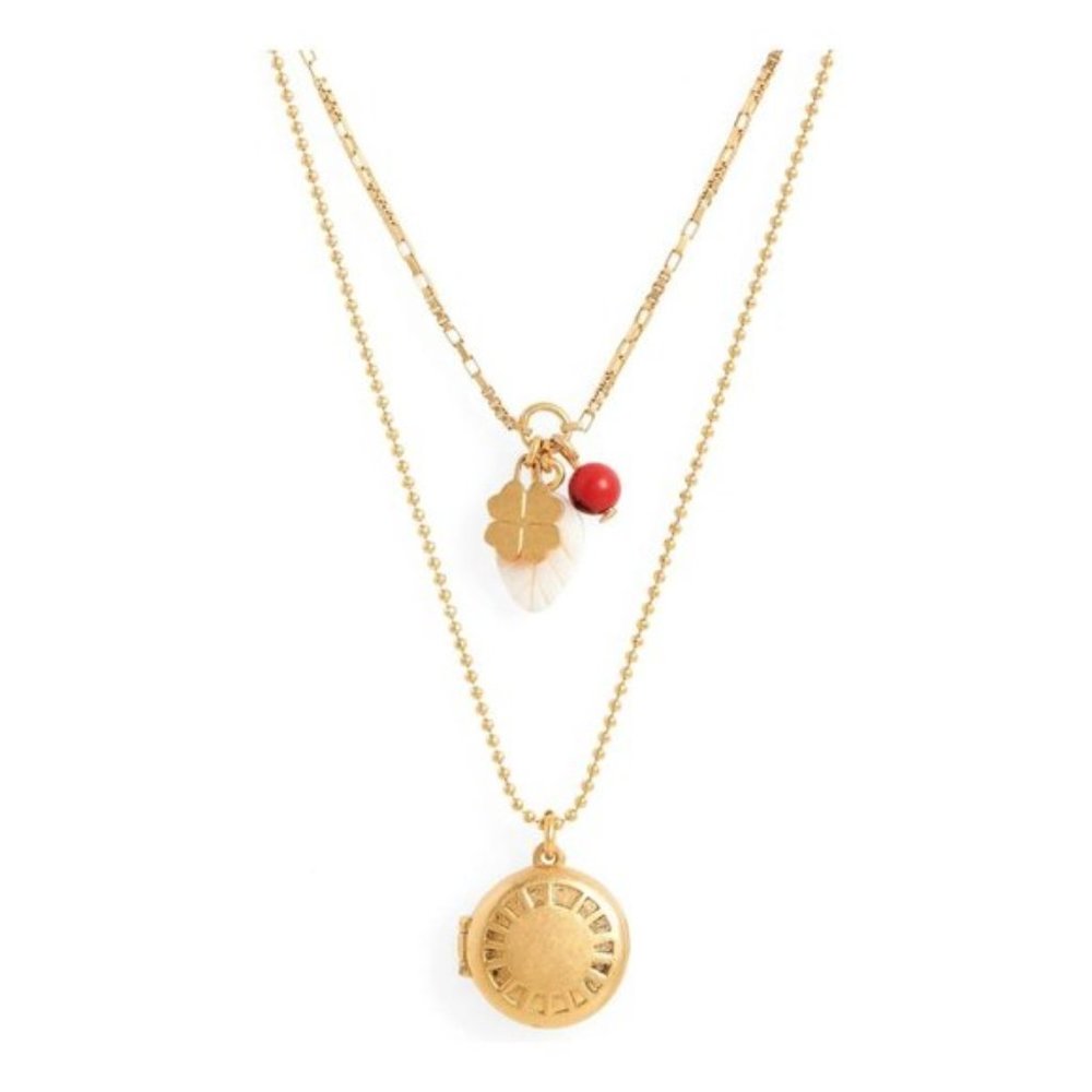 NEW Madewell Engraved Locket Set of 2 Necklace - Picture 2 of 6